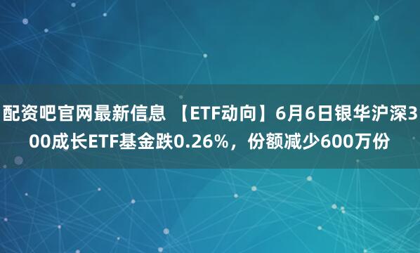 配资吧官网最新信息 【ETF动向】6月6日银华沪深300成长ETF基金跌0.26%，份额减少600万份